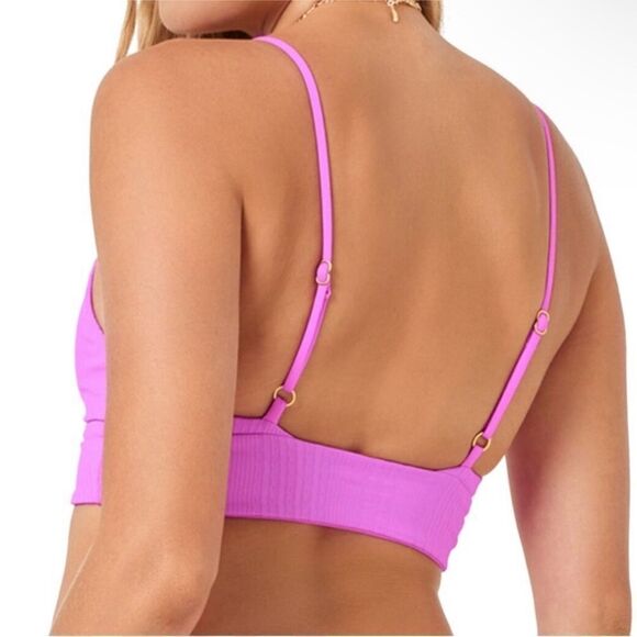 L*Space NWT Pointelle Rib Winnie Bikini Top in Fuchsia Size Small - Picture 4 of 7